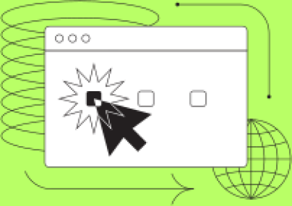 Cursor selecting a value in a browser window illustration