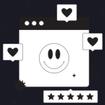 Browser window with likes and stars illustration